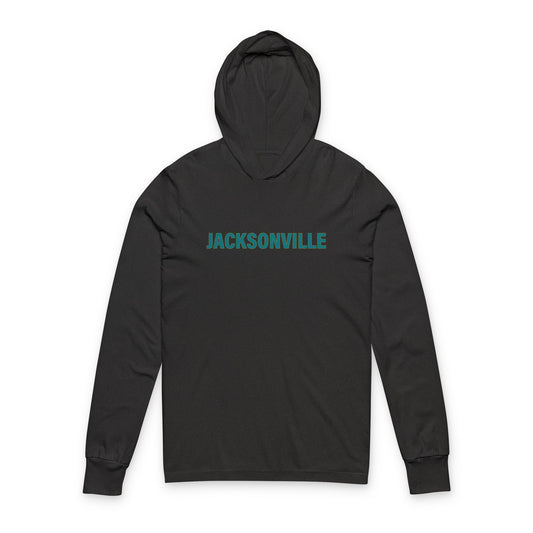 Jacksonville Hooded Long Sleeve Tee — Minimal City Name Shirt
