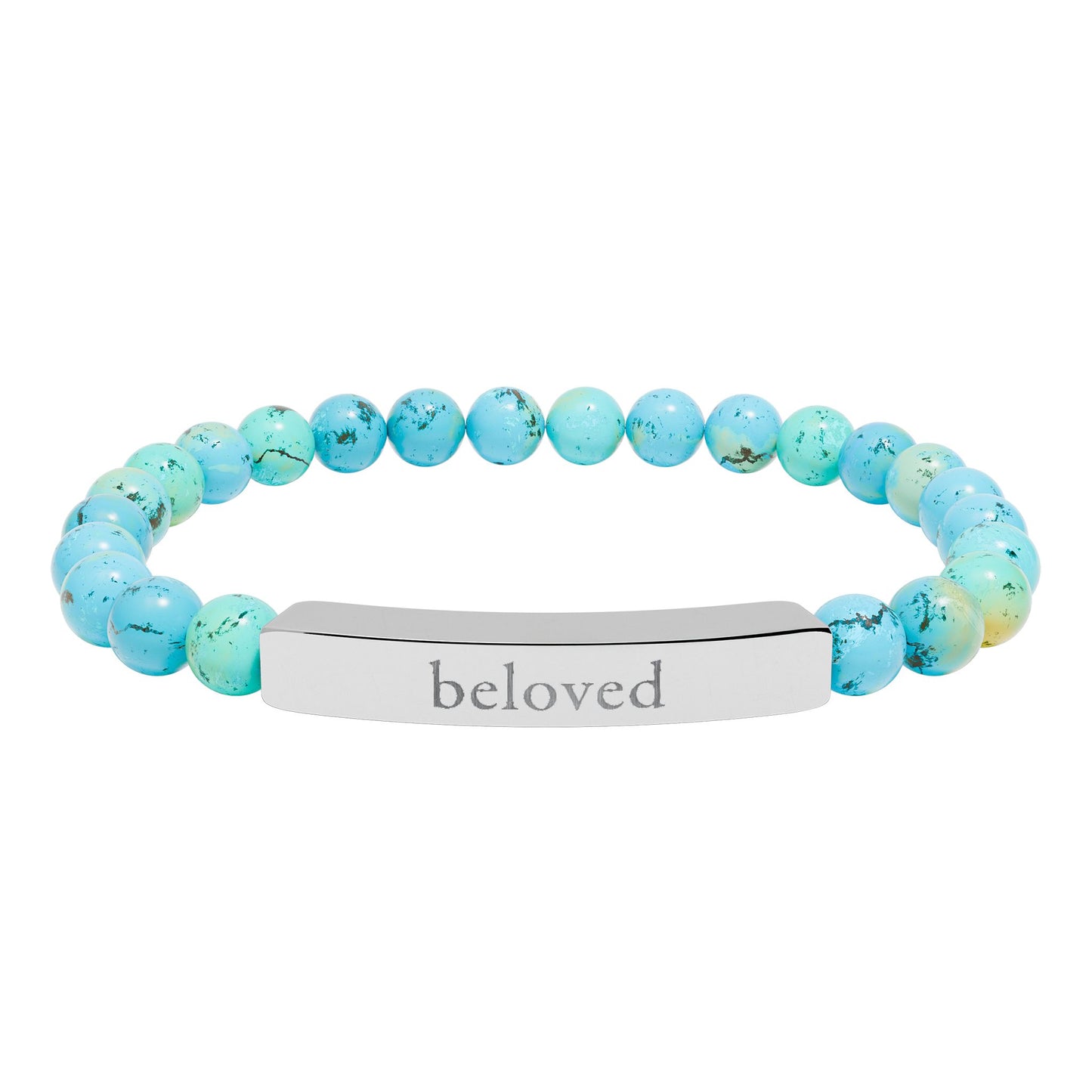 Engraved 'Beloved' Natural Stone Bar Bracelet