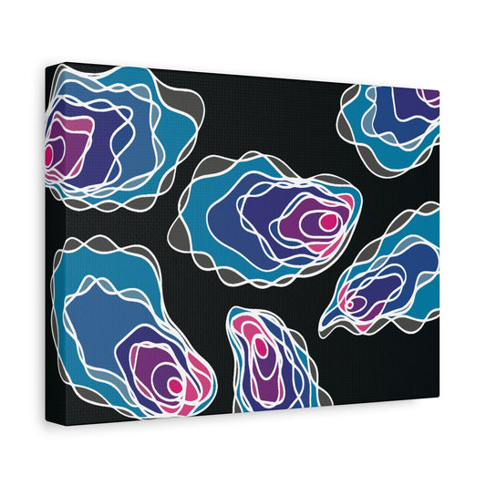 Abstract Blue Oyster Canvas Wall Art — Modern Coastal Nautical Decor