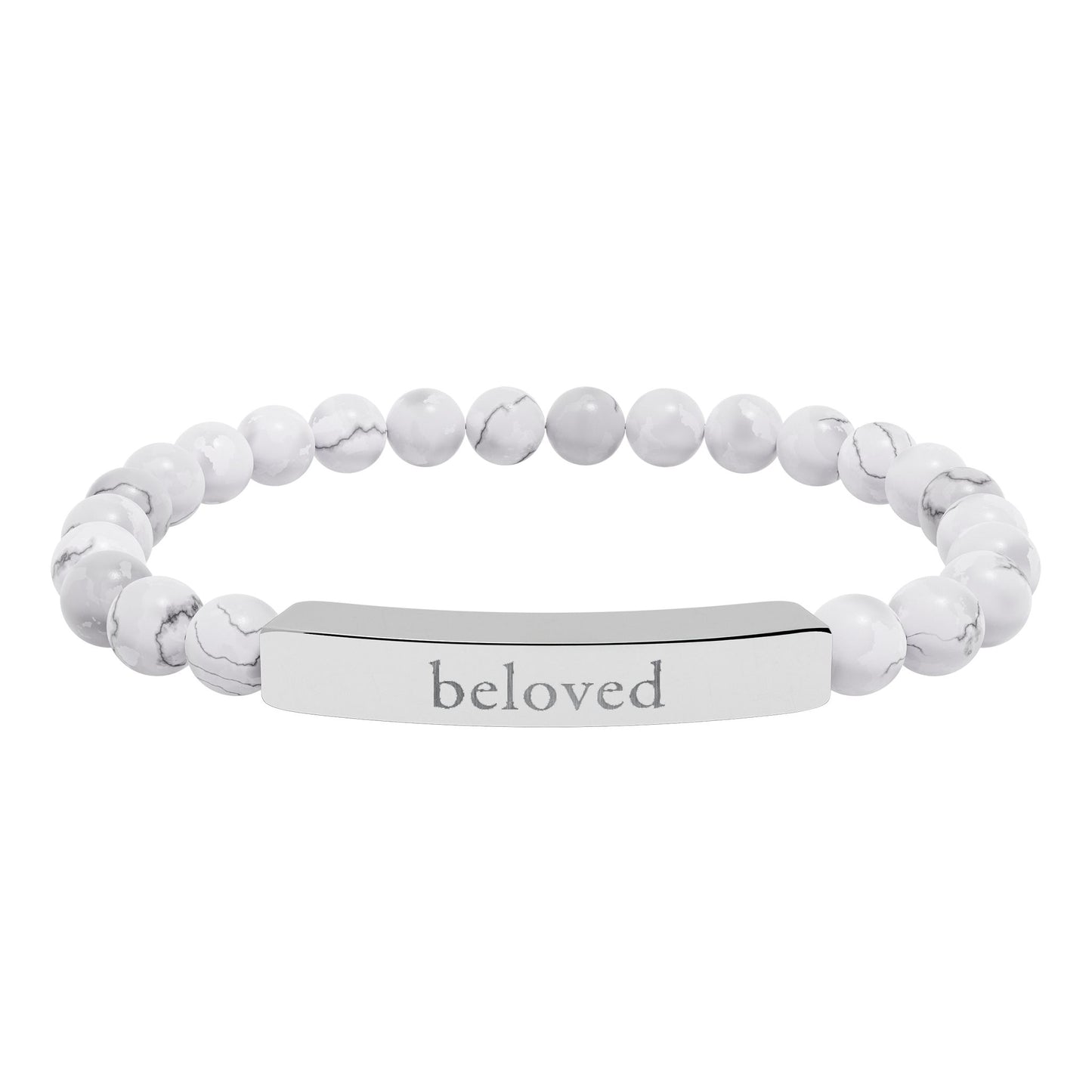 Engraved 'Beloved' Natural Stone Bar Bracelet
