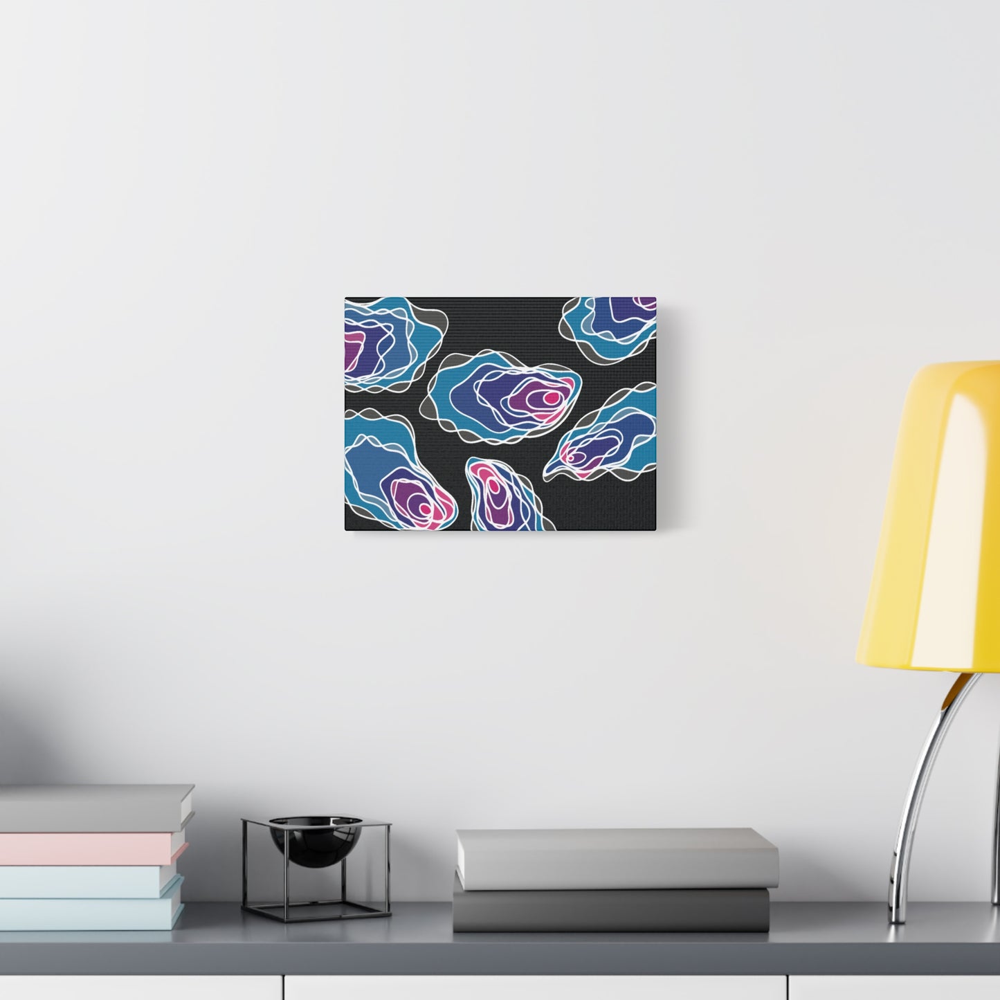 Abstract Blue Oyster Canvas Wall Art — Modern Coastal Nautical Decor