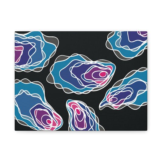Abstract Blue Oyster Canvas Wall Art — Modern Coastal Nautical Decor
