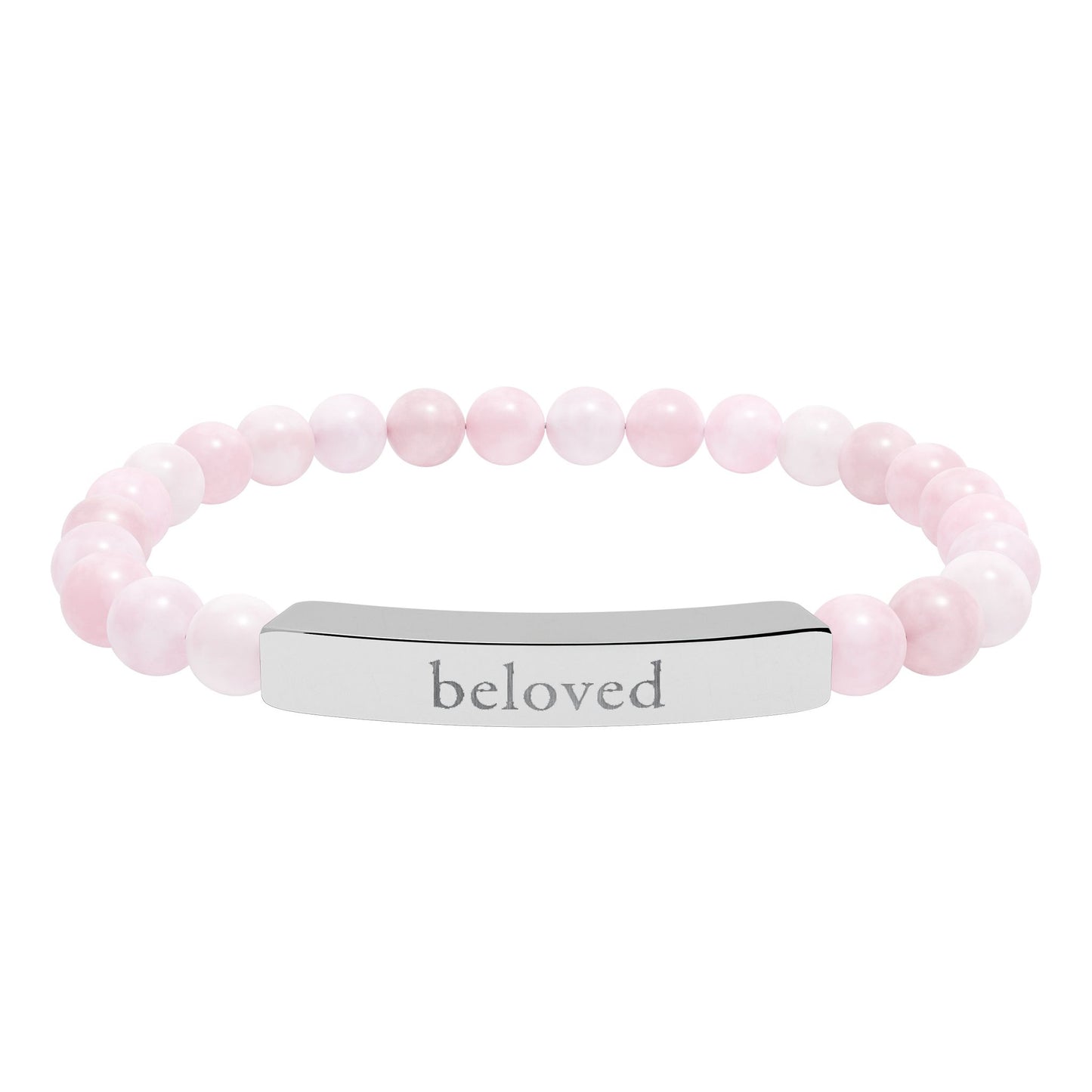 Engraved 'Beloved' Natural Stone Bar Bracelet