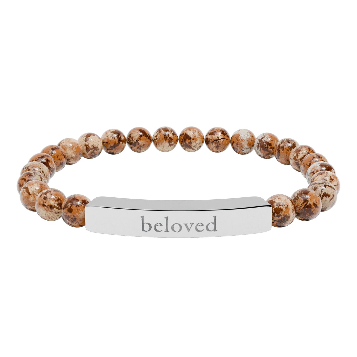 Engraved 'Beloved' Natural Stone Bar Bracelet